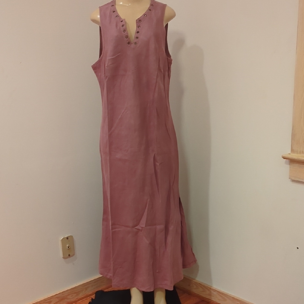 Pink Ruffled Scoop Neck Sleeveless Maxi Dress